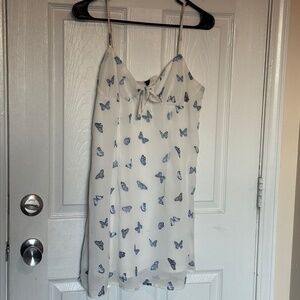 H&M Divided White Butterfly Slip Dress Size 8